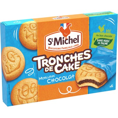ST MICHEL - Tronches de Cake Soft Chocolate Biscuits x6 Pouches - 175g Pack
