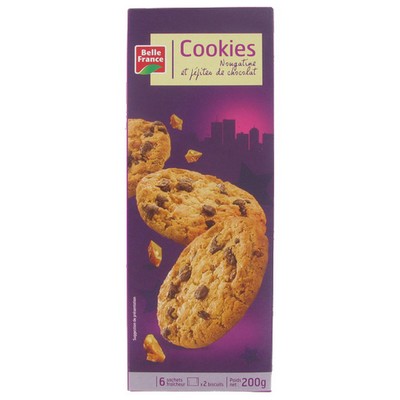 Nougatine & Chocolate Chip Cookies x12 200g Belle France