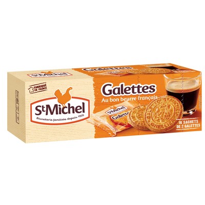 ST MICHEL - BUTTER GALETTES BISCUITS - 16 PACKS OF 2 BISCUITS - 208G PACK