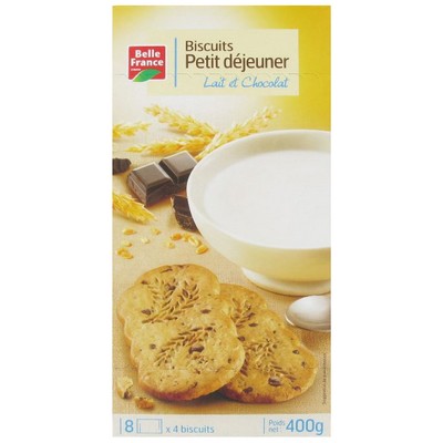BISCUIT PETIT DEJ LAIT ET CHOCO X 32 BF ETUI 400 G