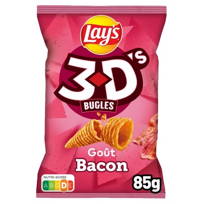 Lay's 3D's Biscuits Apéritifs Goût Bacon 85g
