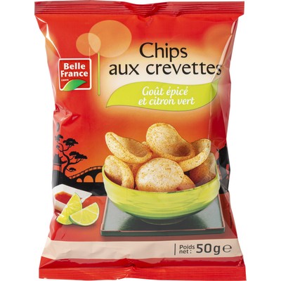CHIPS AUX CREVETTES GOUT EPICE CITRON VERT 50G