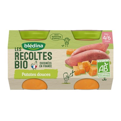 BLEDINA LES RECOLTES BIO Patates Douces 2x130g Dès 4/6 Mois