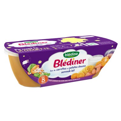 BLEDINA BLEDINER BOWLS Carrots and Sweet Potatoes Semolina Milk 2x200g from 8 months