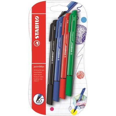 BLX4 POINTMAX Felt Tip Pens N/B/R/G STABI
