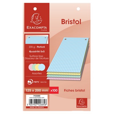 PTX100 FICHE BRISTOL EXACOMPTA