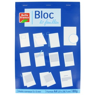 Belle France A4 Stapled Pad 160 Sheets 80gsm 5x5 Grid