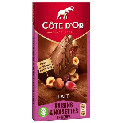 Côte d'Or Bloc Lait Raisins Noisettes 180g