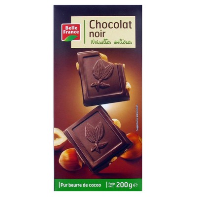 Belle France Dark Chocolate with Whole Hazelnuts Bar 200g