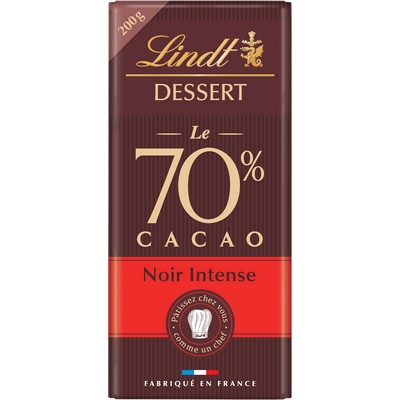 Lindt Tablette de chocolat DESSERT Noir Intense 70% Cacao 200g