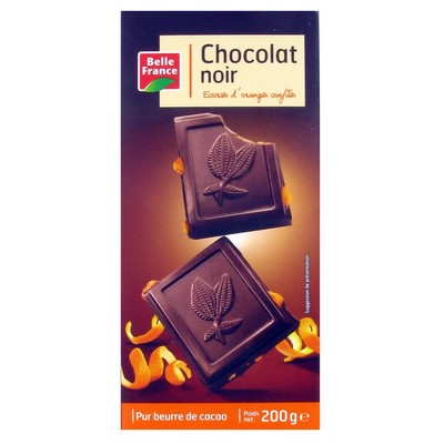 CHOCOLAT NOIR ECORCES D ORANGES BF TABLETTE 200 G