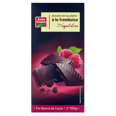 Belle France Dark Chocolate with Raspberry Pieces 100g Bar