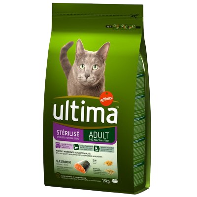 ULTIMA croquettes Chat Stérilisé Adulte Saumon 1,5kg