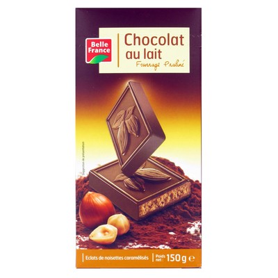 CHOCOLAT LAIT PRALINE BF TABLETTE 150 G