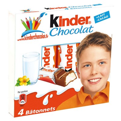 KINDER CHOCOLAT - CHOCOLAT AU LAIT AVEC FOURRAGE AU LAIT 4 BARRES
