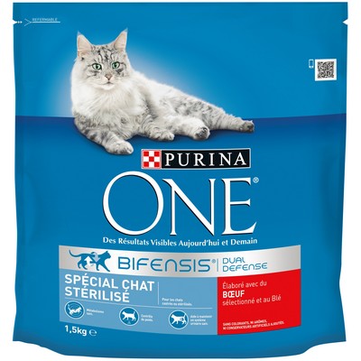 PURINA ONE Chat Stérilisé - au Bœuf et au Blé - 1,5 KG - Croquettes pour chat adulte