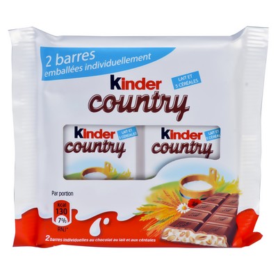 KINDER COUNTRY CEREAL BAR COVERED IN CHOCOLATE 2 BARS