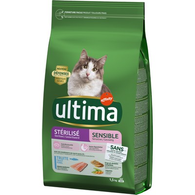 ULTIMA Sterilized Cat Kibble Digestive Well-being 1.5kg