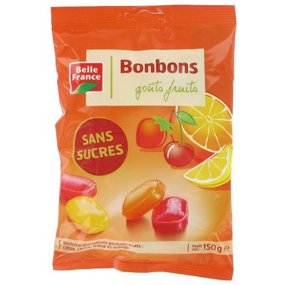 BONBON SANS SUCRE GOUT FRUIT BF SACHET 150 G