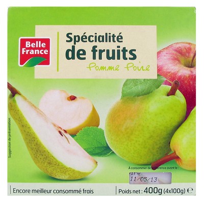 Belle France Apple Pear Fruit Dessert 4 x 100g