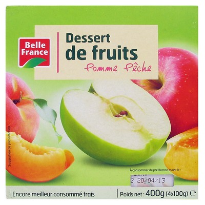DESSERT DE FRUITS POMME PECHE BF POT 4 X 100 G