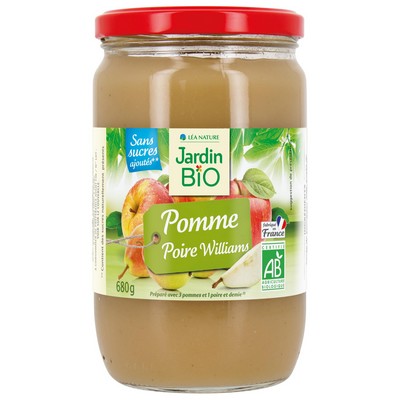 JARDIN BIO / DESSERT BIOFRUIT A LA POMME ET A LA POIRE BIO* / 680G / BOCAL VERRE