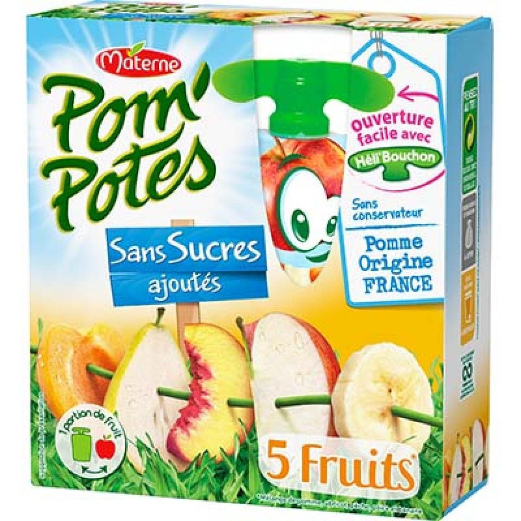 POM'POTES Fruit Pouches 5 Yellow Fruits 4x90g