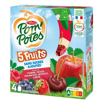 POM'POTES Pouches 5 Red Fruits 4x90g