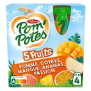POM'POTES Compotes Gourdes 5 Fruits Exotiques 4x90g