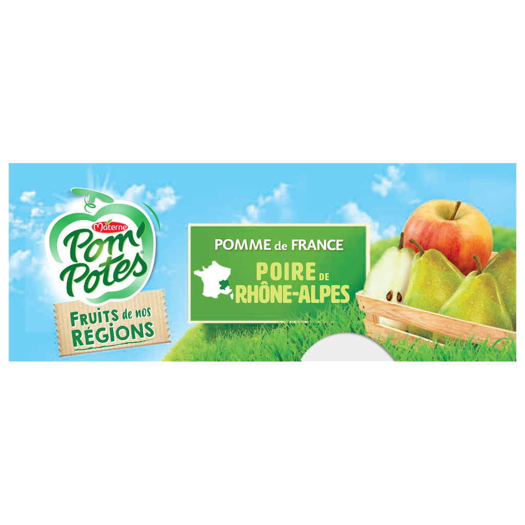 POM'POTES Compotes Pomme Poire de Rhône-Alpes 4x90g