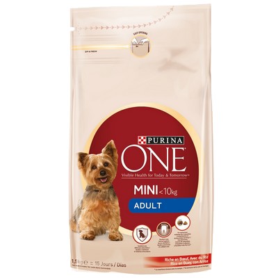 PURINA ONE MINI Adult - Rich in Beef, With Rice - 1.5kg - Kibble for Small Breed Adult Dogs (1-10kg) from 1 Year Old