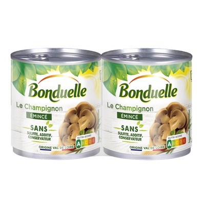 Le champignon émincé Bonduelle Sans sulfite ni additif 2x115g