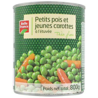 Very Fine Peas and Stewed Carrots Belle France 800g Can