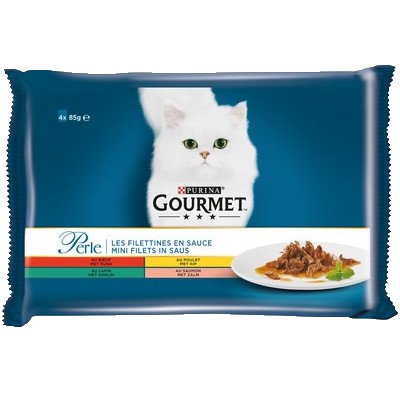 GOURMET PERLE Les Filettines en Sauce - 4 x 85 g - Sachets fraîcheur pour chat adulte