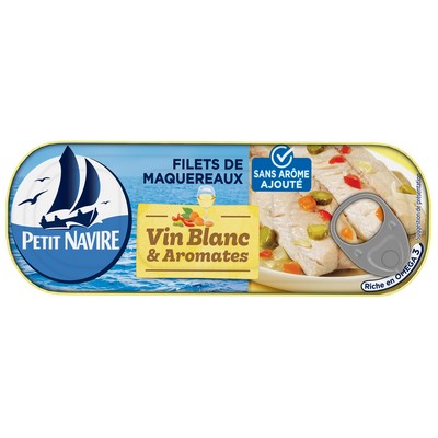 Filets de Maquereaux Vin blanc & Aromates sans arôme ajouté PETIT NAVIRE 175g
