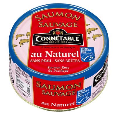 1/5 Saumon sauvage du Pacifique au naturel sans peau sans arêtes 112g Connétable