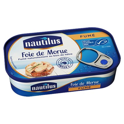 MSC Smoked Cod Liver Nautilus - 120g x 10