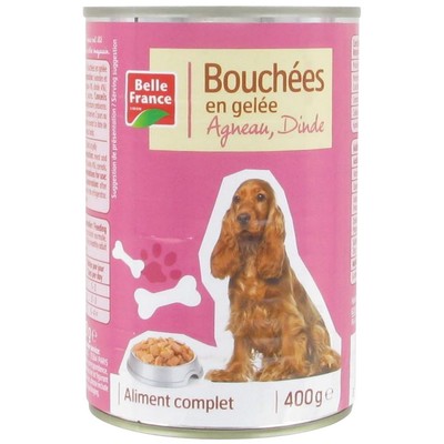 BOUCHEE GELEE CHIEN AGNEAU DINDE BF BOITE 1/2 400G
