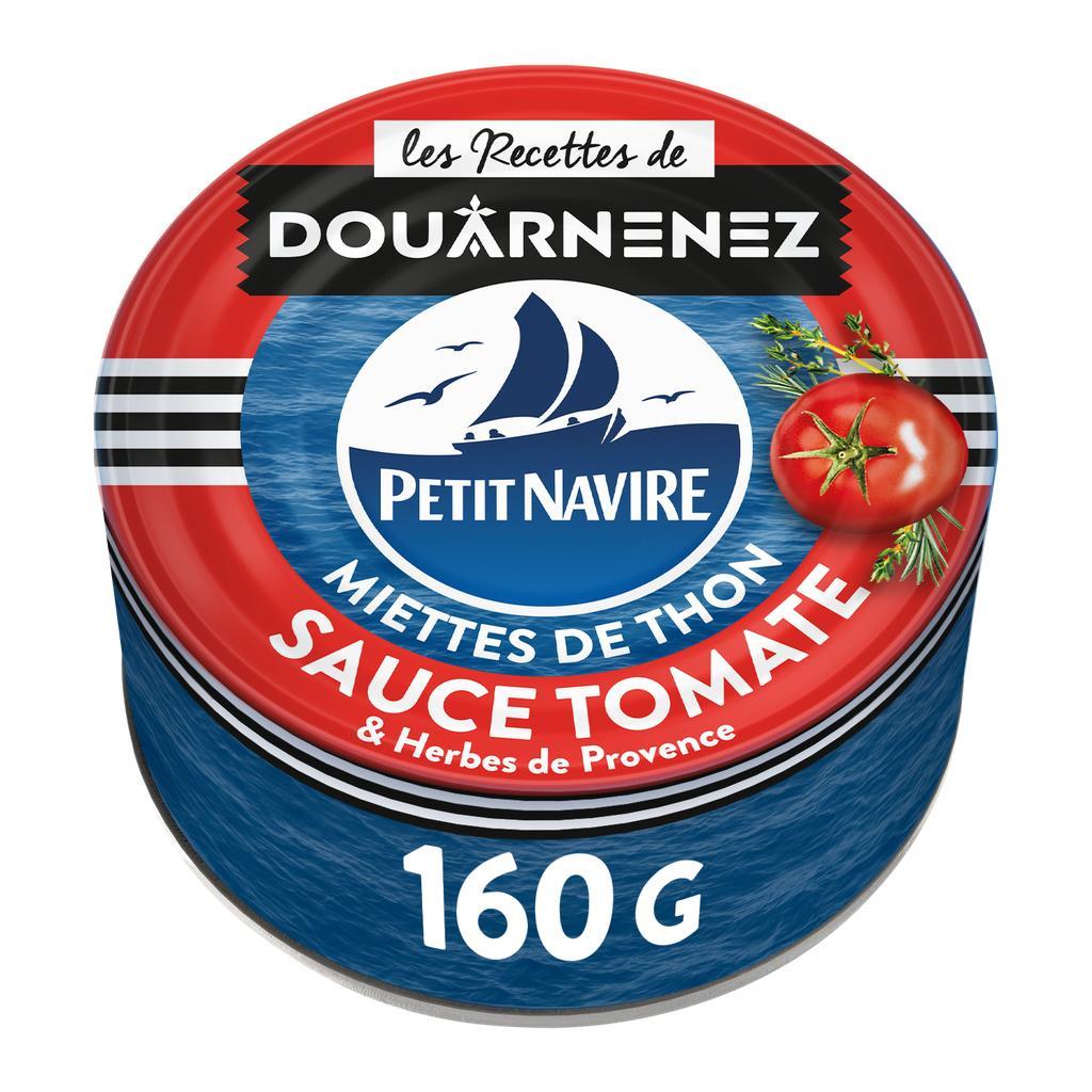 Miettes de Thon tomates & Herbes de Provence sans arôme ajouté PETIT NAVIRE 160g