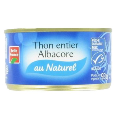THON ENTIER ALBACORE NATUREL MSC BF BOITE 1/6 133G