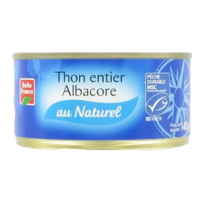Whole Albacore Tuna in Natural Brine MSC Belle France Can 185g