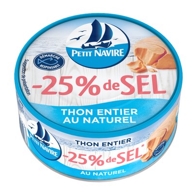 Thon entier au Naturel -25% de sel Démarche Responsable PETIT NAVIRE 112g