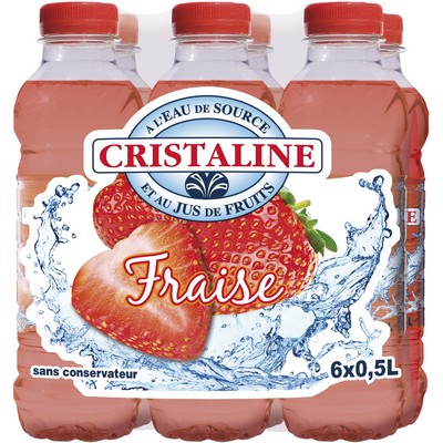 CRISTALINE Eau de source au Jus de Fruits FRAISE 6x50cl