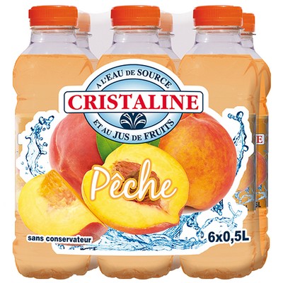 CRISTALINE Eau de source au Jus de Fruits PECHE 6 x 50cl