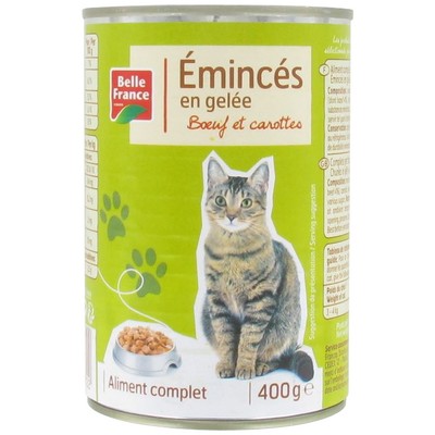 Beef & Carrot Chunks in Jelly for Cats Belle France Tin 400g