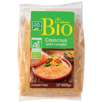 Organic Semi-Whole Couscous Belle France 400g Sachet