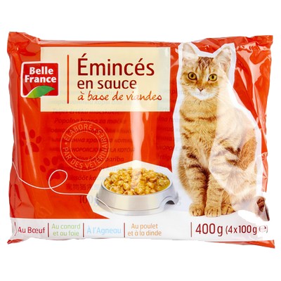 Sliced Meat in Sauce for Cats Belle France Pouch 4 x 100g