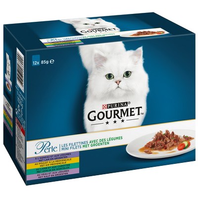GOURMET® Perle Les Filettines avec des Légumes - Sachets fraîcheur pour chat adulte - 12 x 85 g