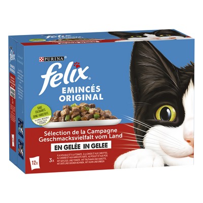 FELIX Emincés en Gelée - Volaille et Légumes - 12x85g - Sachets fraîcheur pour chat adulte