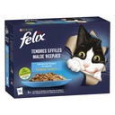 FELIX Tendres Effilés en Gelée - Sélection de Poissons - 12x85g - Sachets fraîcheur pour chat adulte